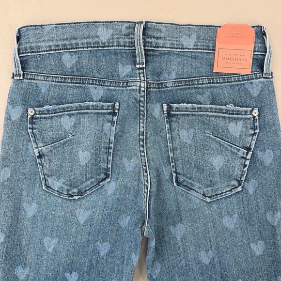 James Jeans Buddy Vintage Love Heart Denim Distressed Straight Jeans Size 26 NWT - Picture 8 of 15